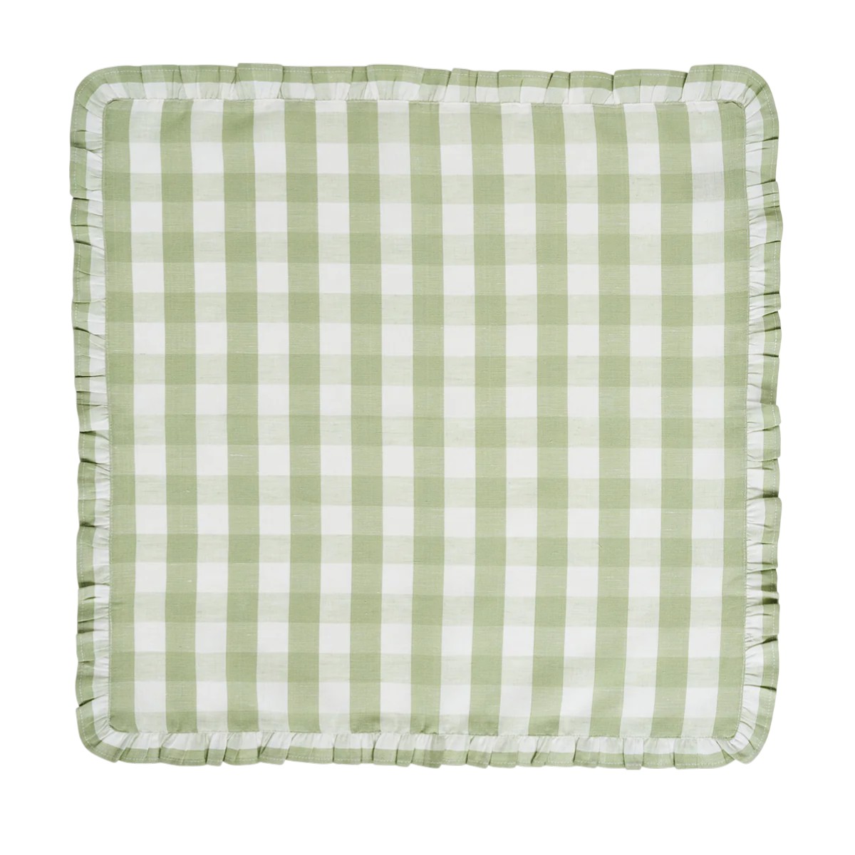 Juliska Gingham Ruffle Set of 4 Napkins, Seagrass