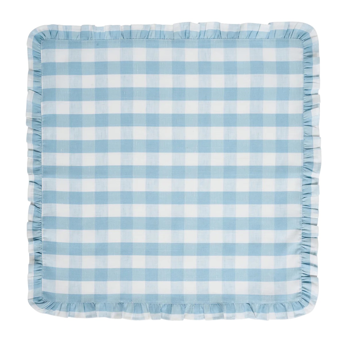 Juliska Gingham Ruffle Set of 4 Napkins, Ocean