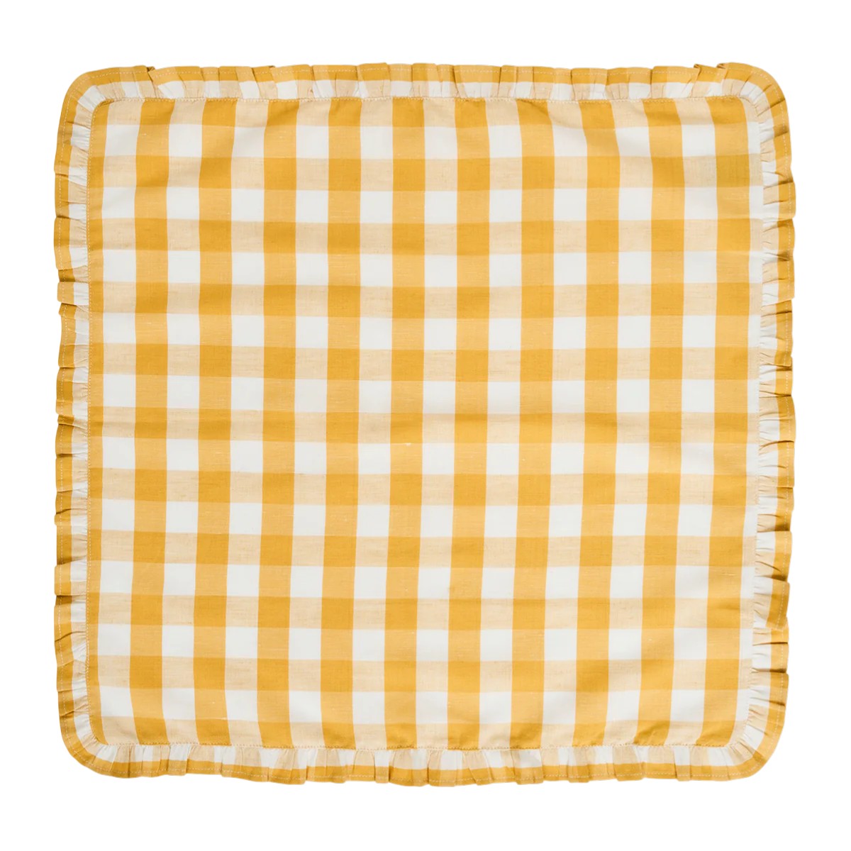 Juliska Gingham Ruffle Set of 4 Napkins, Sunshine