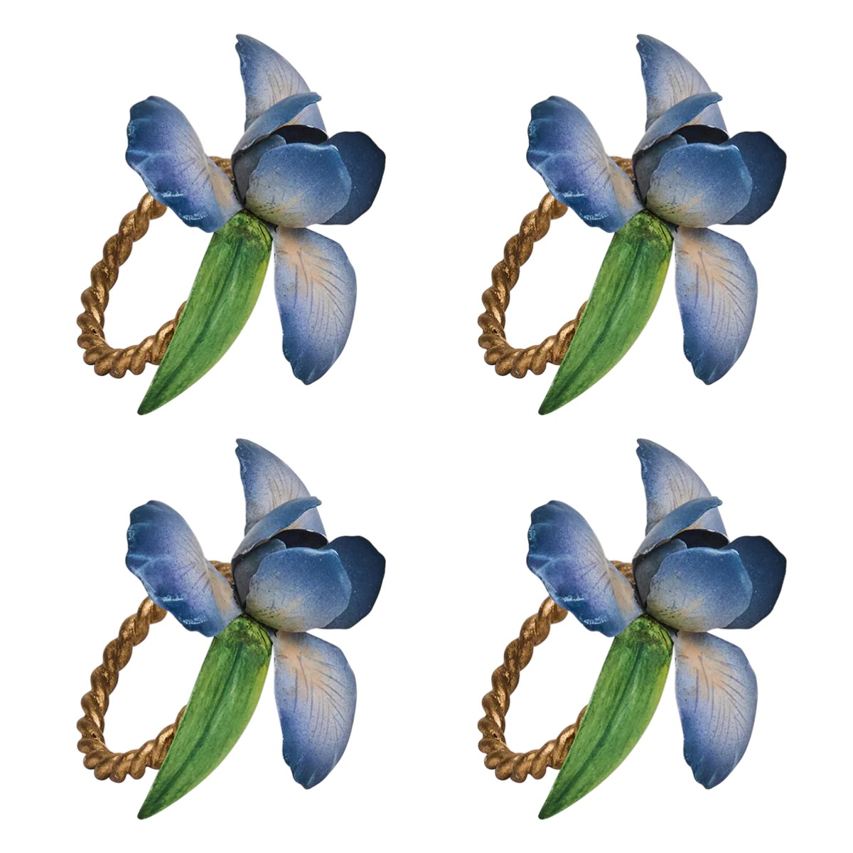 Juliska Meadow Walk Set of 4 Iris Napkin Rings, Chambray