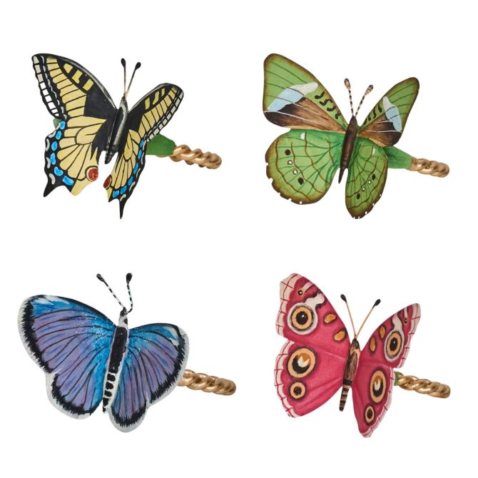 Juliska Meadow Walk Set of 4 Butterfly Napkin Rings, Assorted