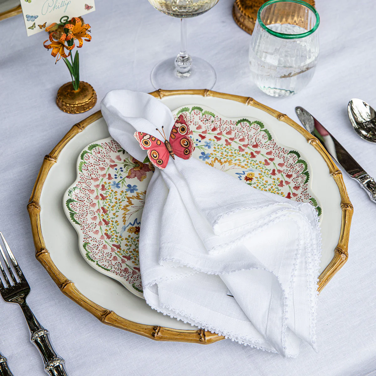 Juliska Meadow Walk Set of 4 Butterfly Napkin Rings, Assorted