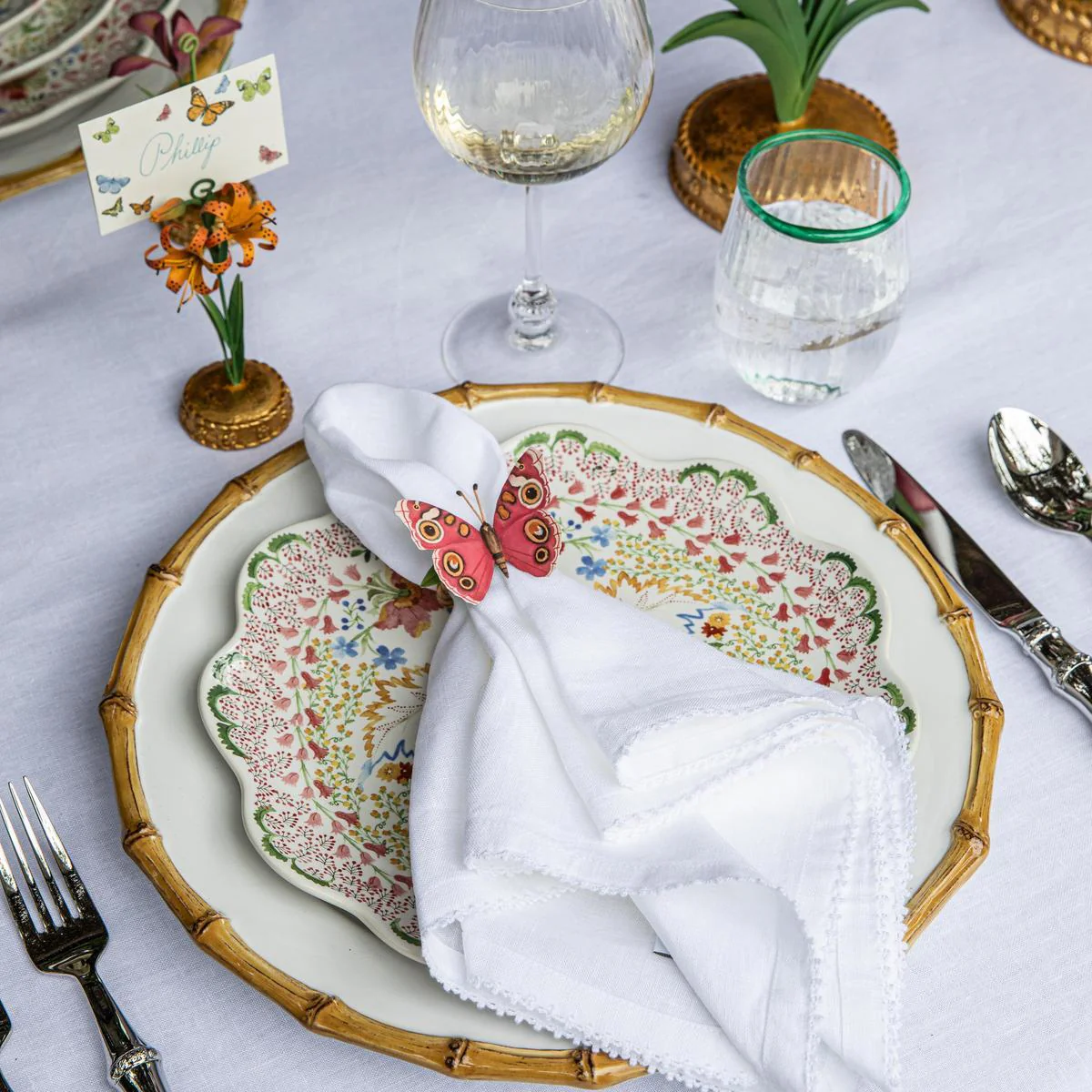 Juliska Meadow Walk Tiger Lily Place Card Holder, Orange