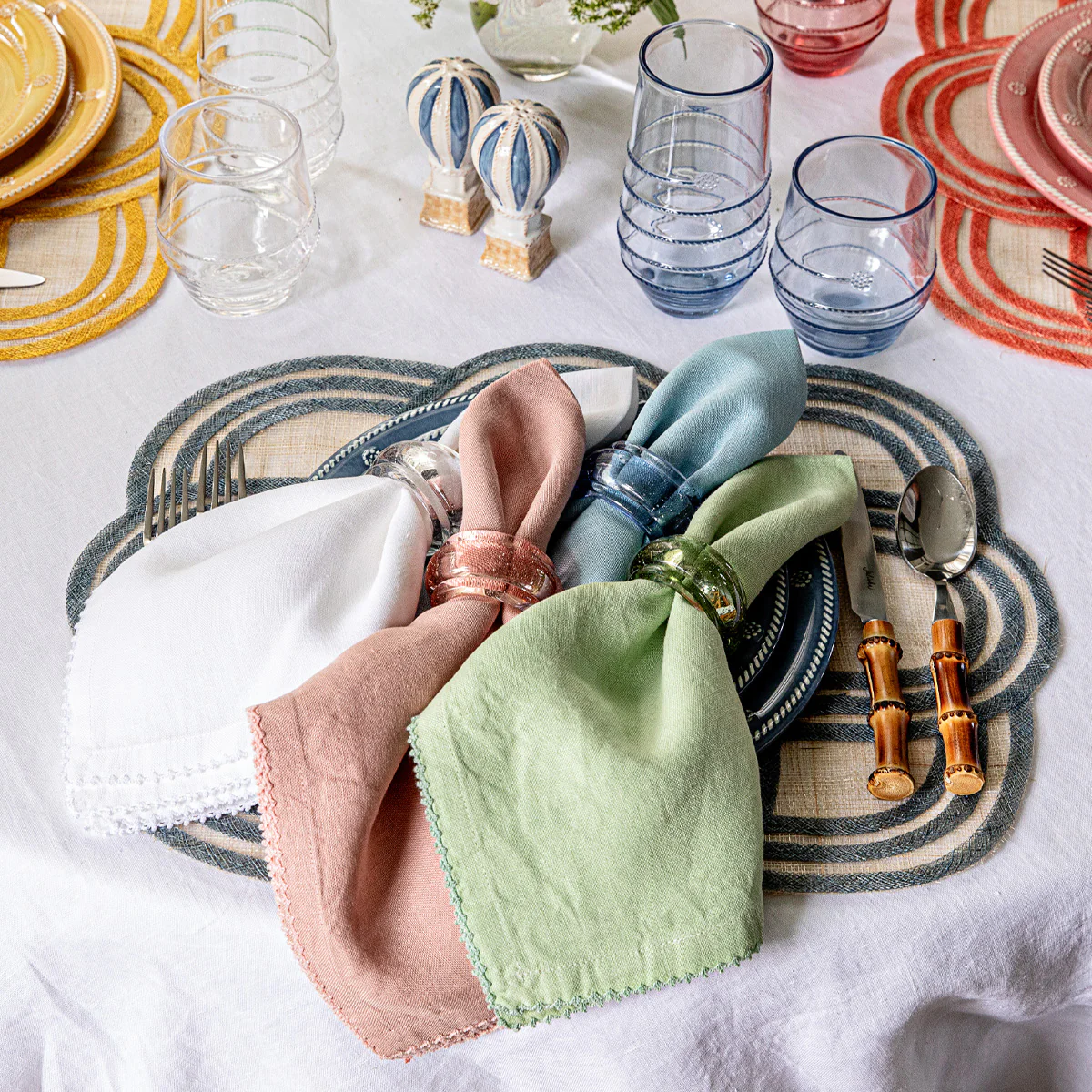 Juliska Berry Scallop Set of 4 Napkins, Light Blue