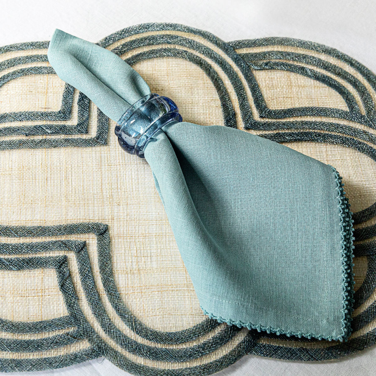 Juliska Berry Scallop Set of 4 Napkins, Light Blue