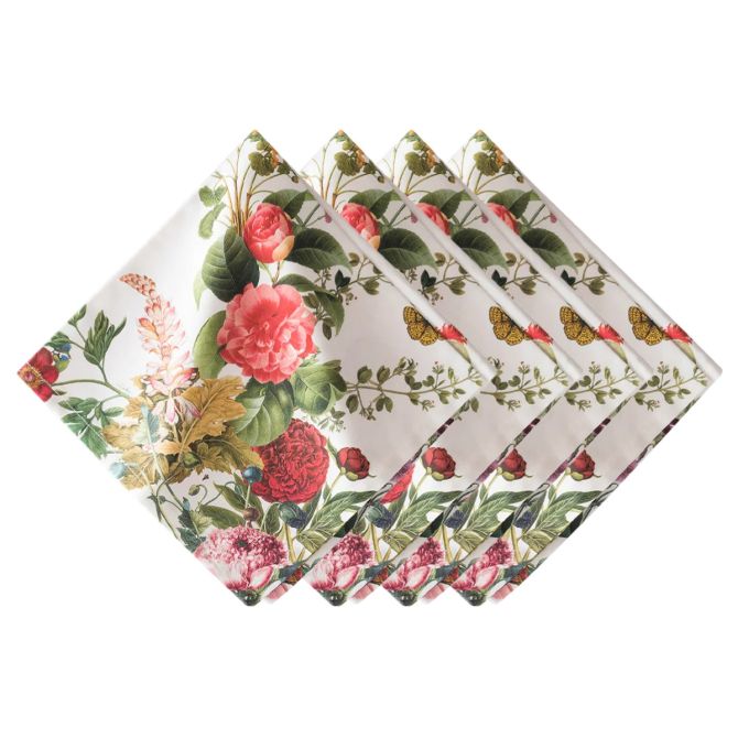 Juliska White Field of Flowers Napkins, Set of 4