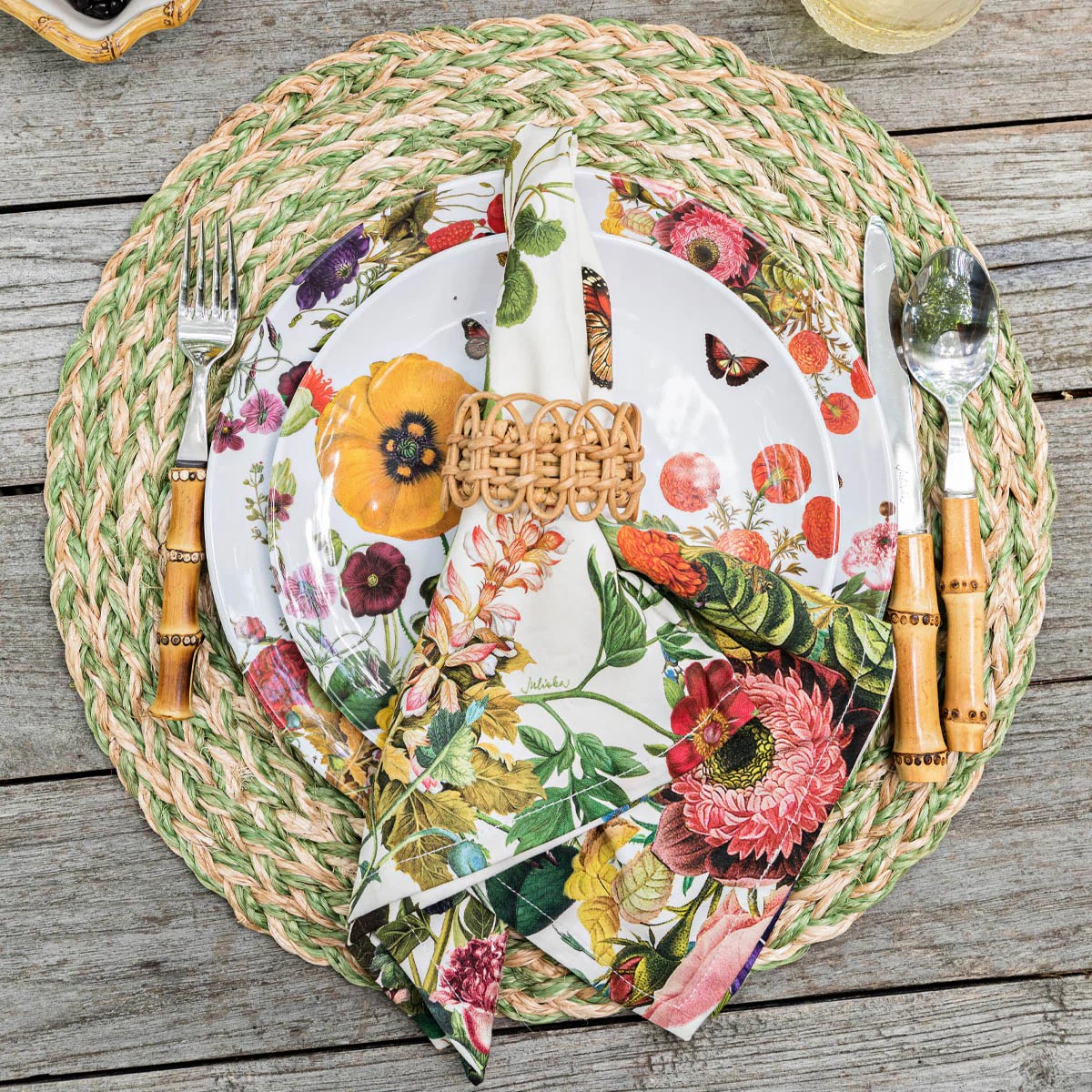 Juliska White Field of Flowers Napkins, Set of 4