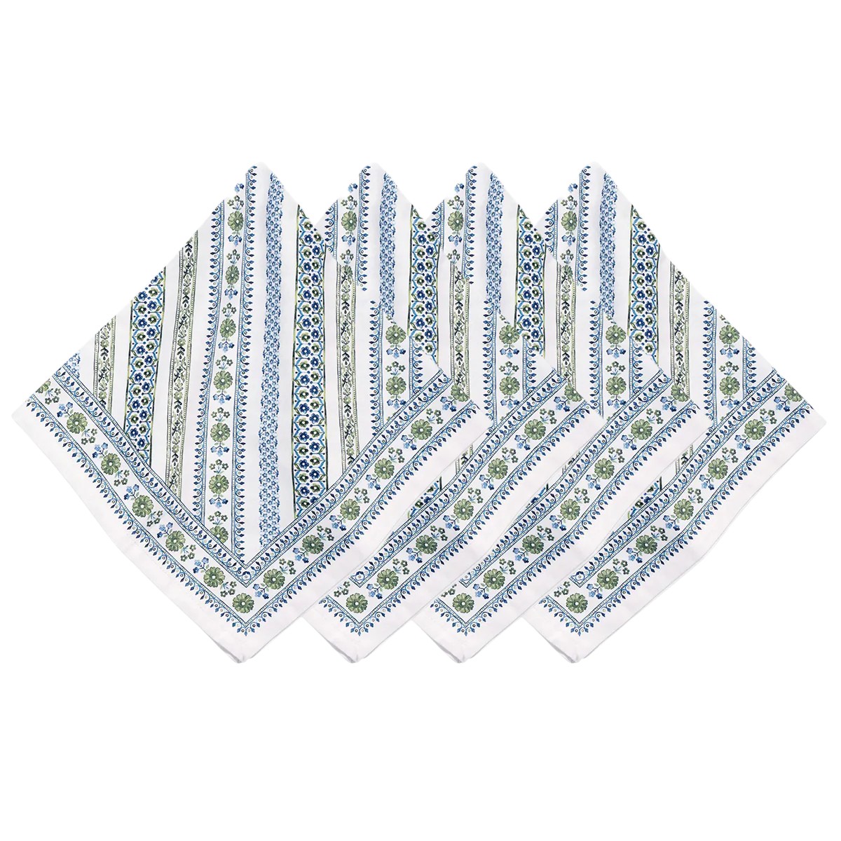 Juliska Seville Stripe Napkins, Set of 4 in Green