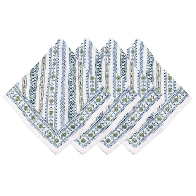 Juliska Seville Stripe Napkins, Set of 4 in Green