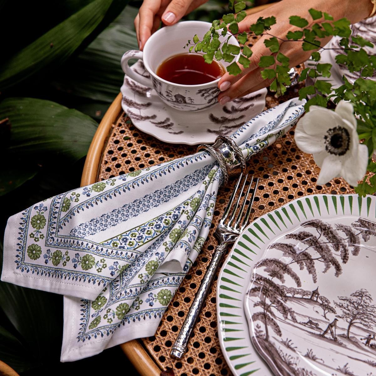 Juliska Seville Stripe Napkins, Set of 4 in Green
