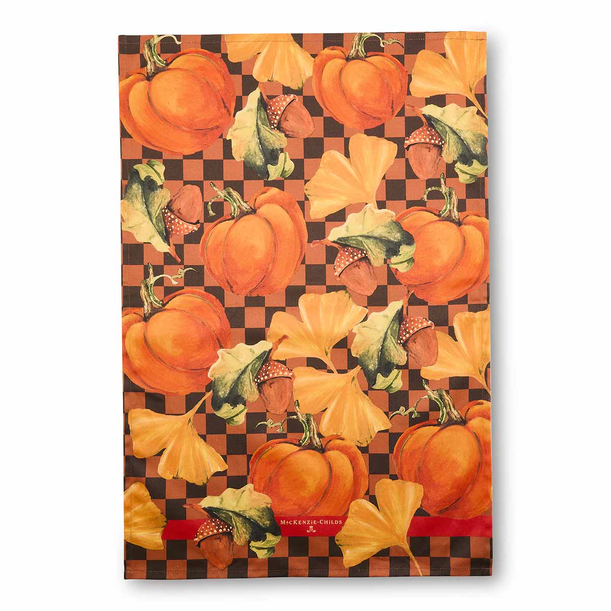 MacKenzie-Childs Checked Pumpkin Harvest Printed Dish Towel