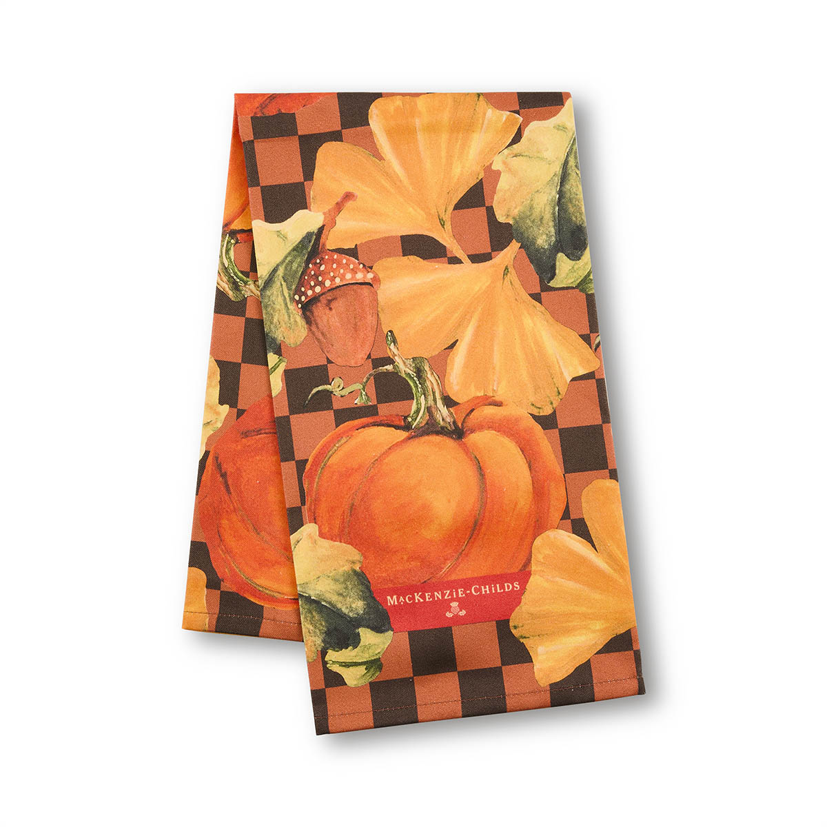 MacKenzie-Childs Checked Pumpkin Harvest Printed Dish Towel