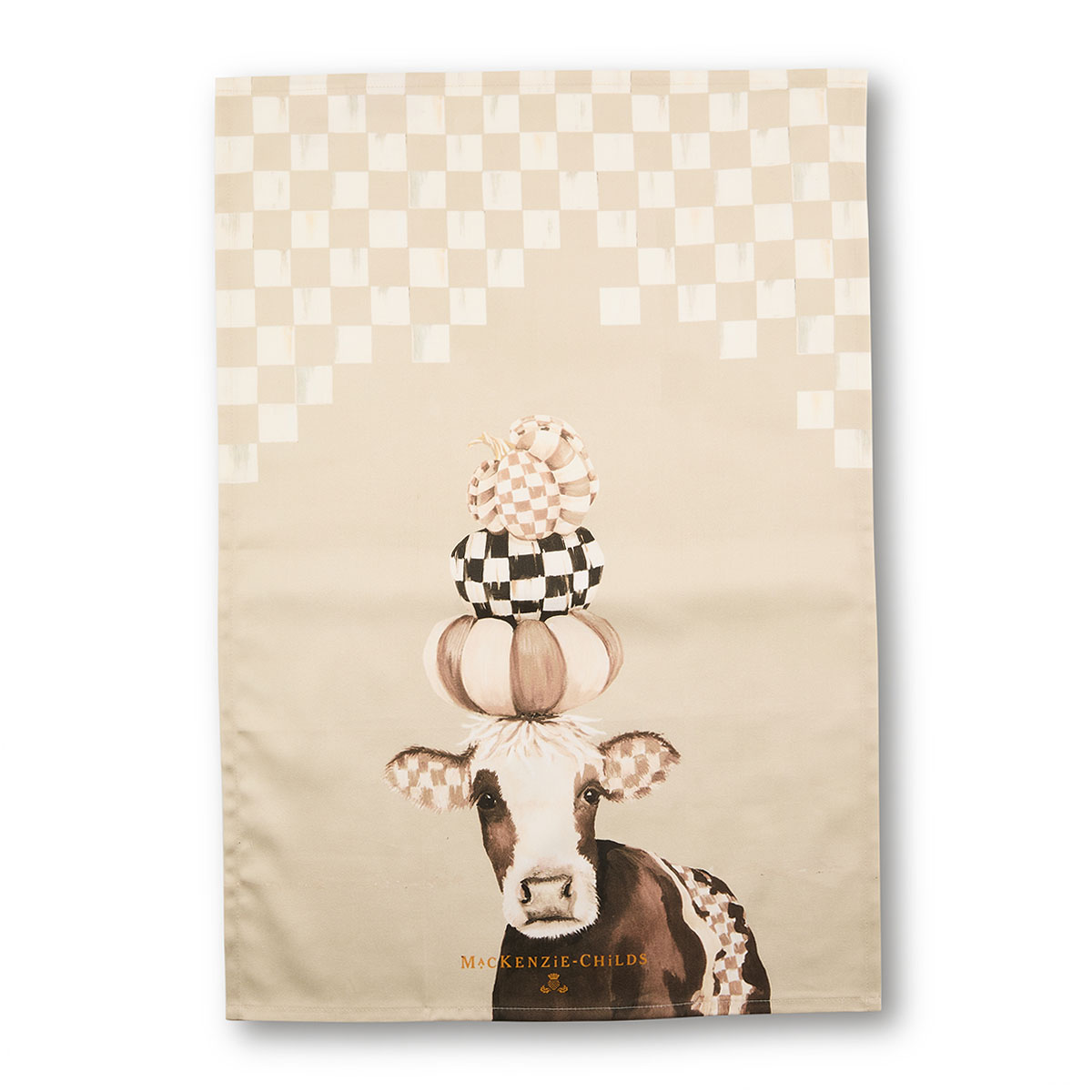 MacKenzie-Childs Mocha Cow Printed Dish Towel
