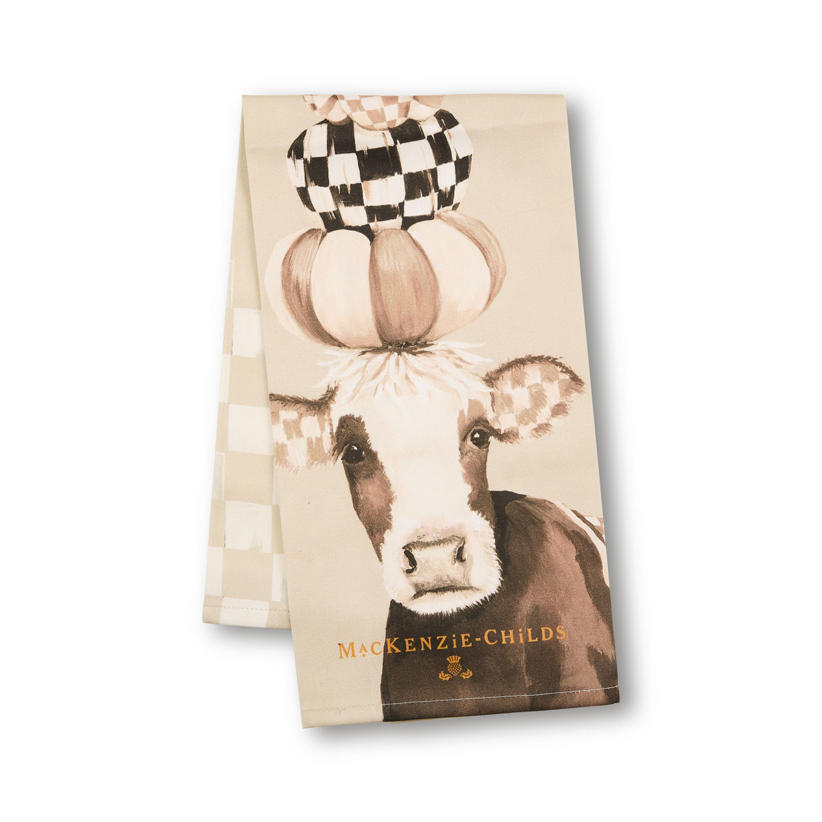 MacKenzie-Childs Mocha Cow Printed Dish Towel