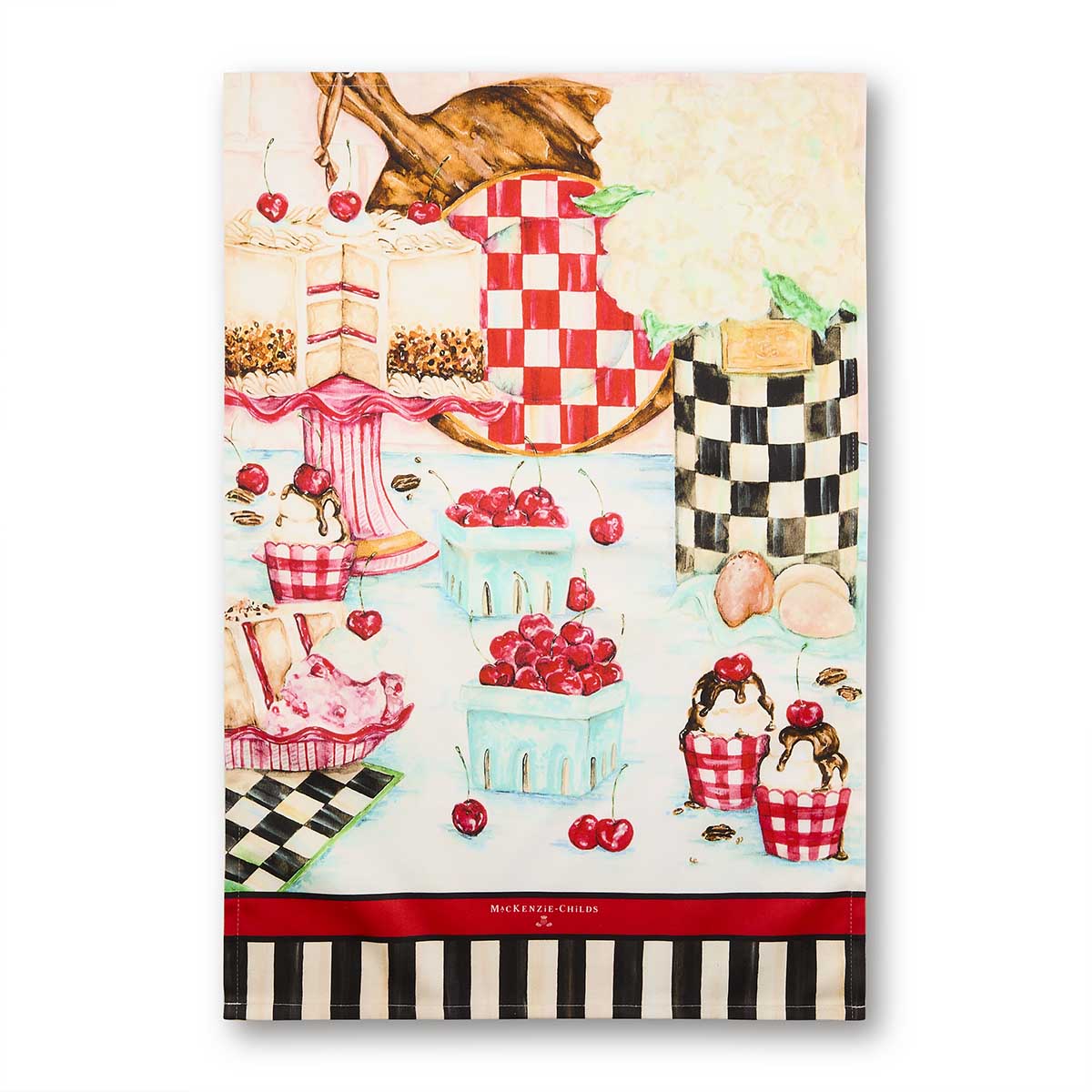 MacKenzie-Childs Cherry Bake Shop Printed Dish Towel