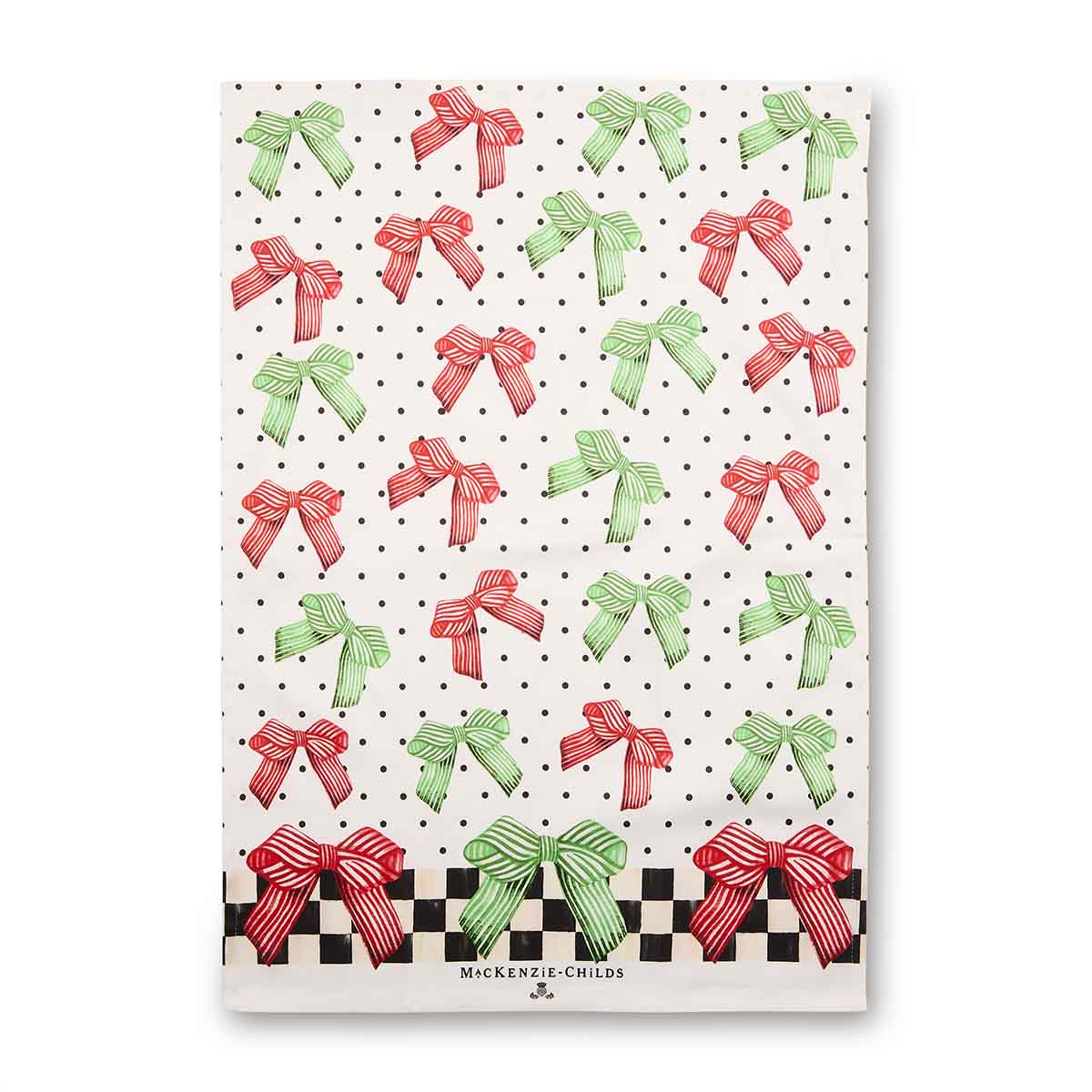 MacKenzie-Childs Holiday Bow Printed Dish Towel