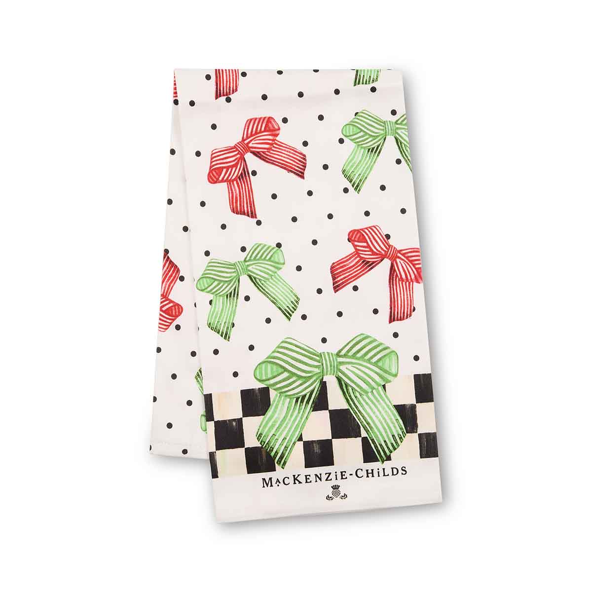 MacKenzie-Childs Holiday Bow Printed Dish Towel