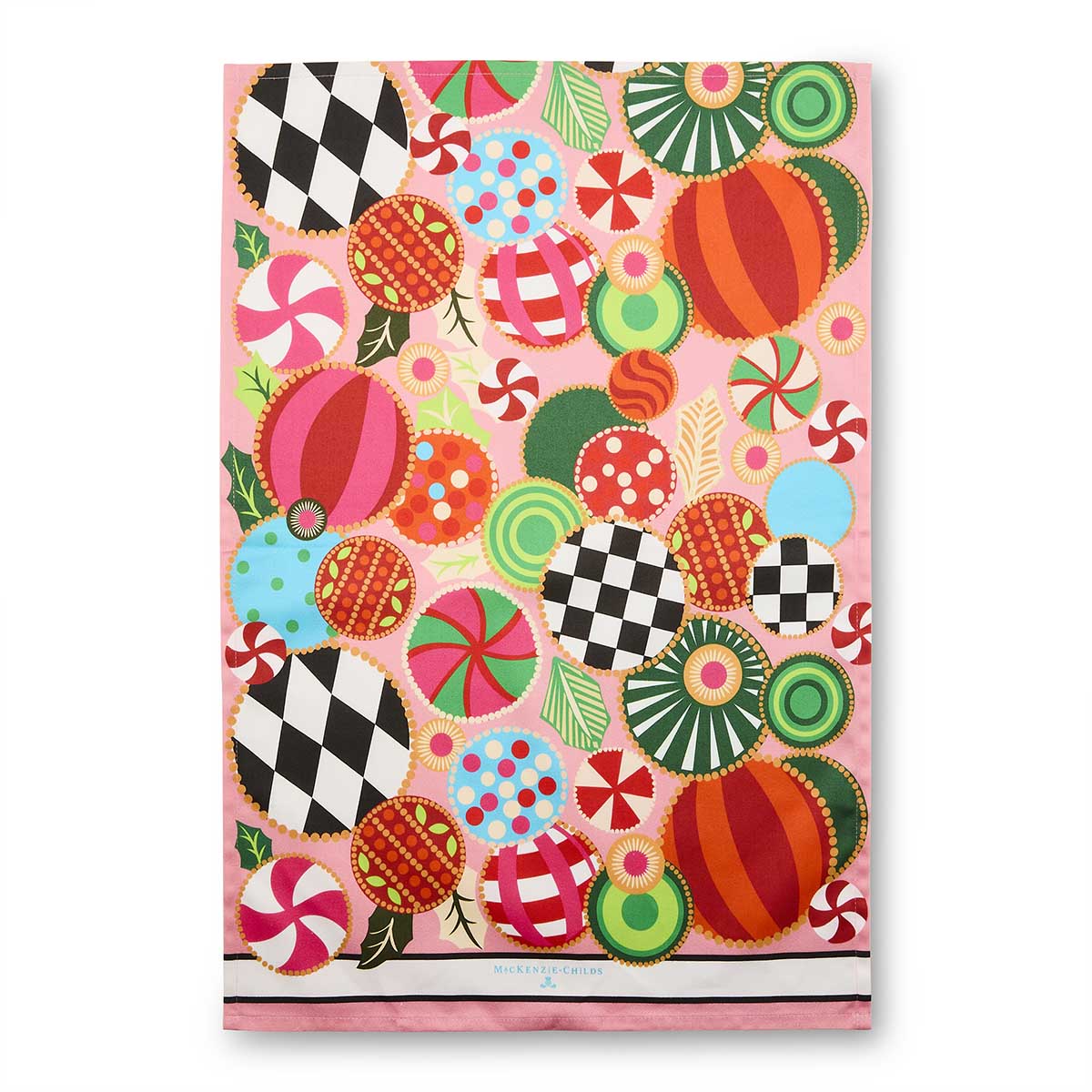 MacKenzie-Childs Jolly Ornaments Printed Dish Towel
