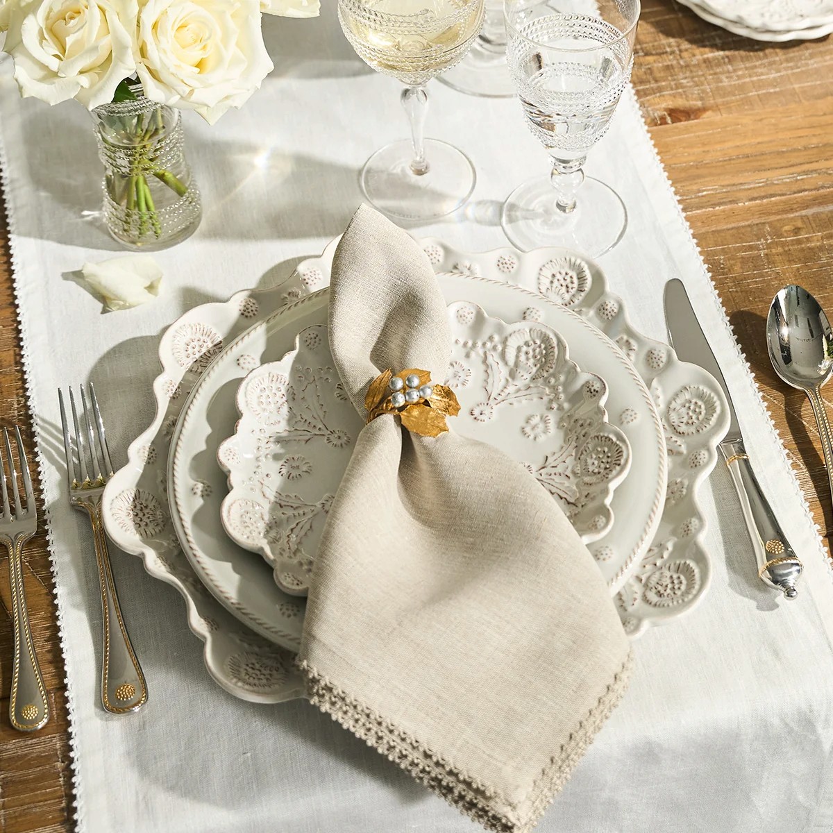 Juliska Berry Scallop Set of 4 Napkins, Natural