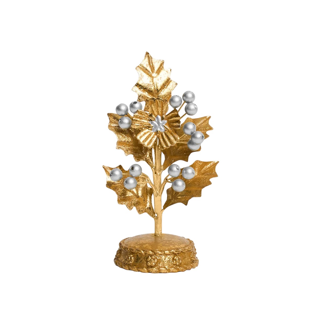 Juliska Forest Walk Holly Place Card Holder, Gold and Silver