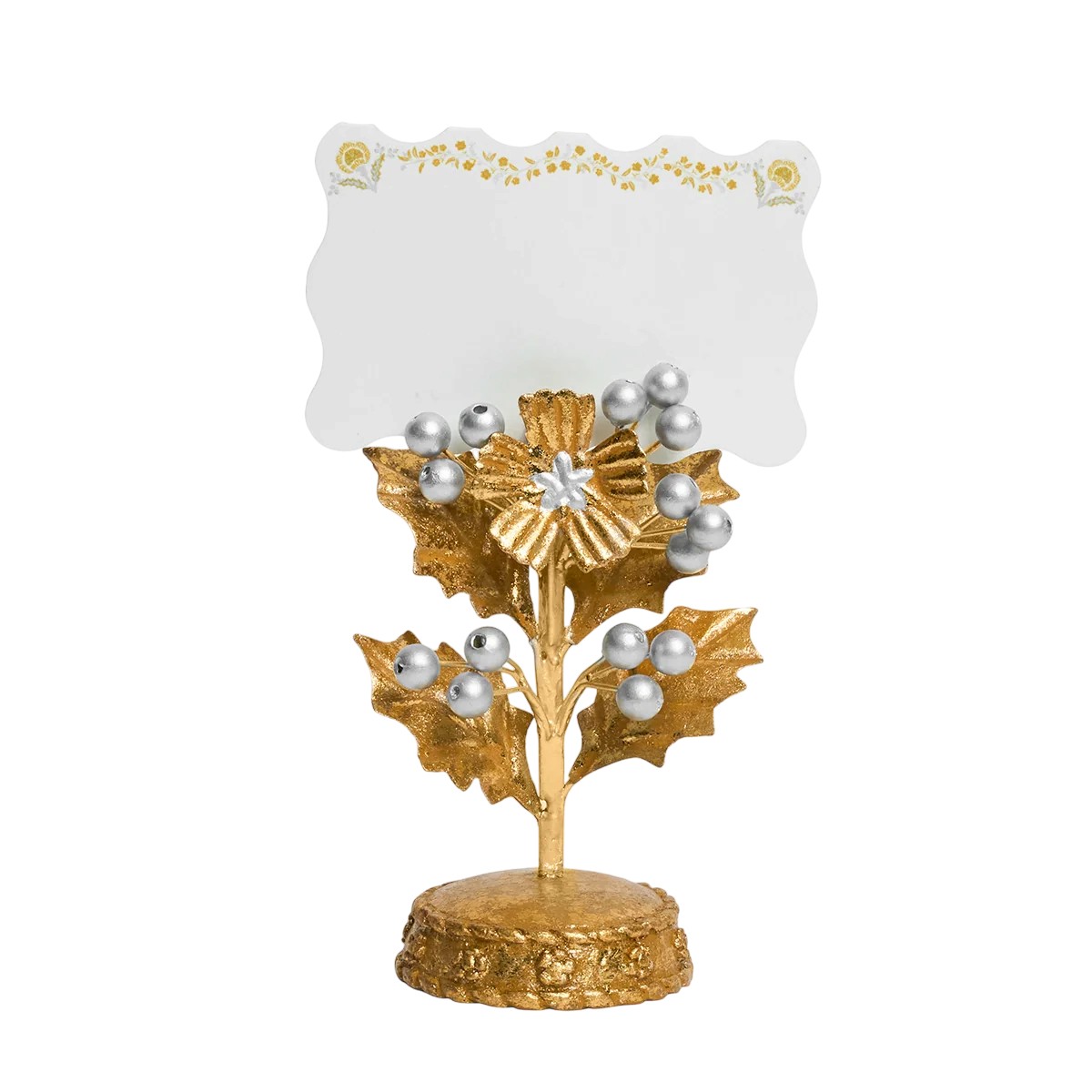 Juliska Forest Walk Holly Place Card Holder, Gold and Silver