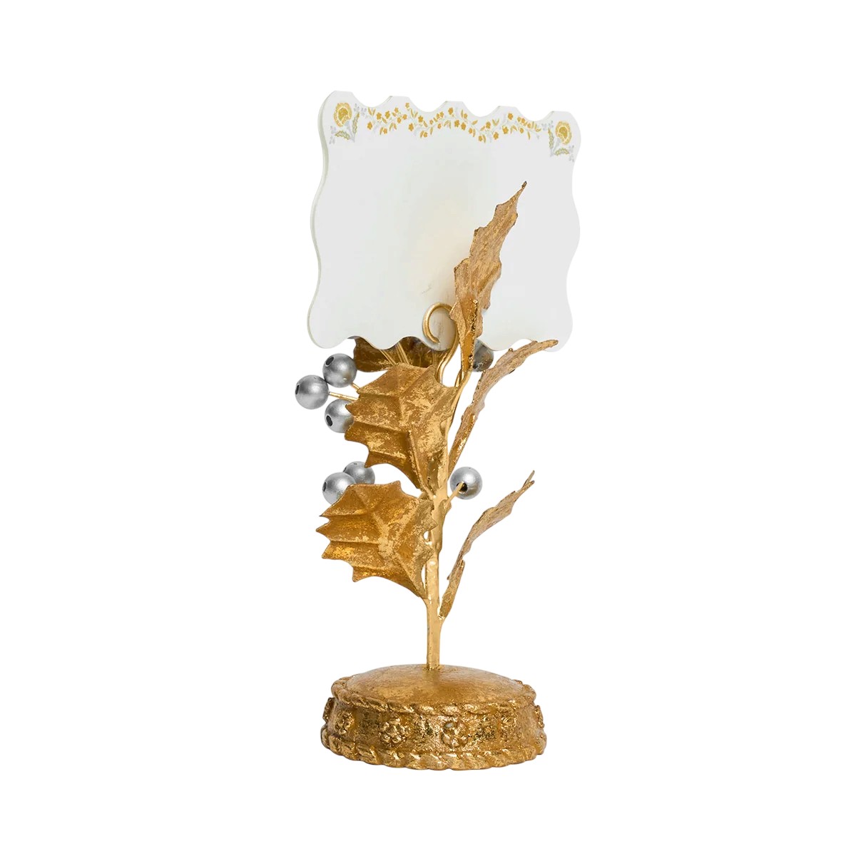 Juliska Forest Walk Holly Place Card Holder, Gold and Silver