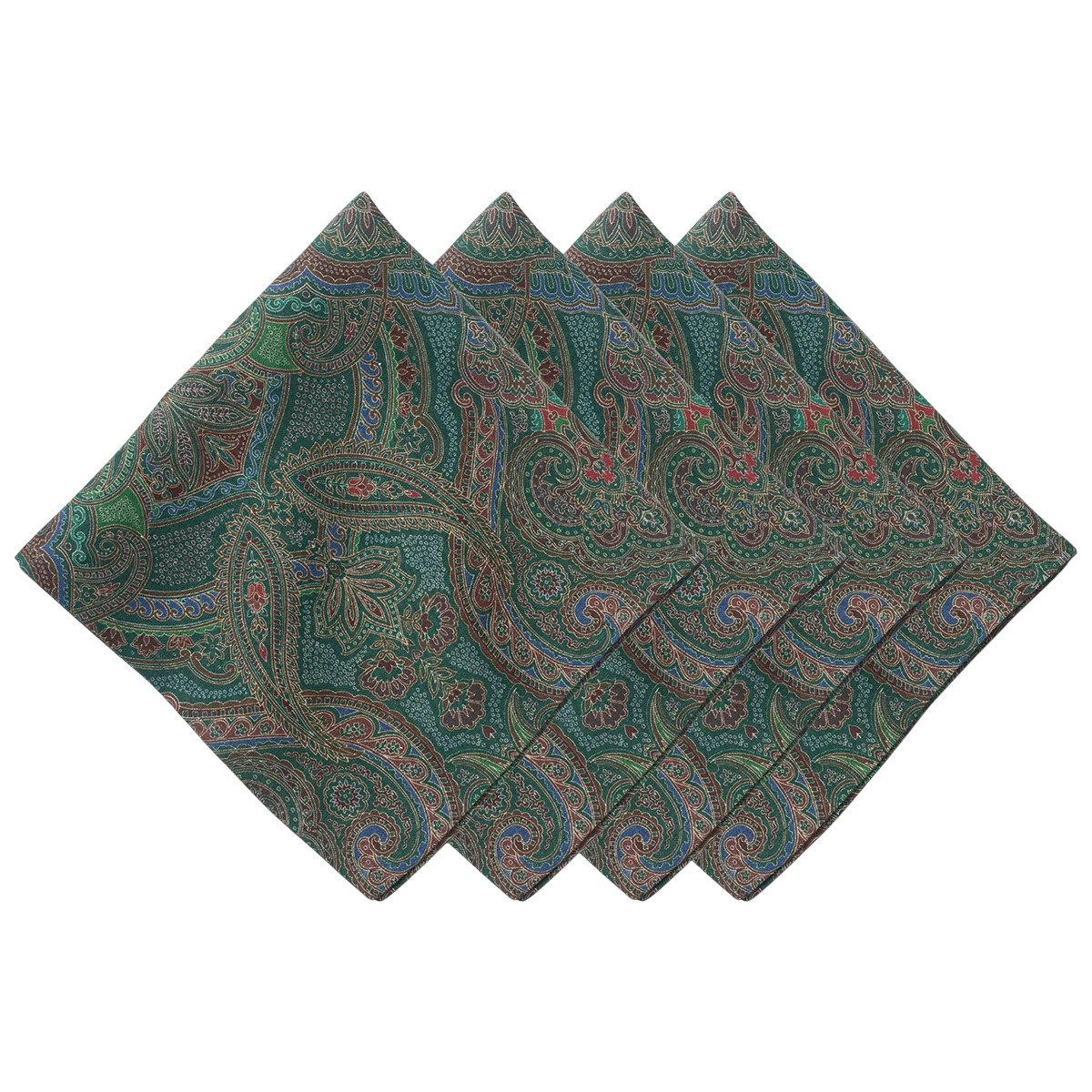 Juliska Paisley Set of 4 Napkins, Evergreen