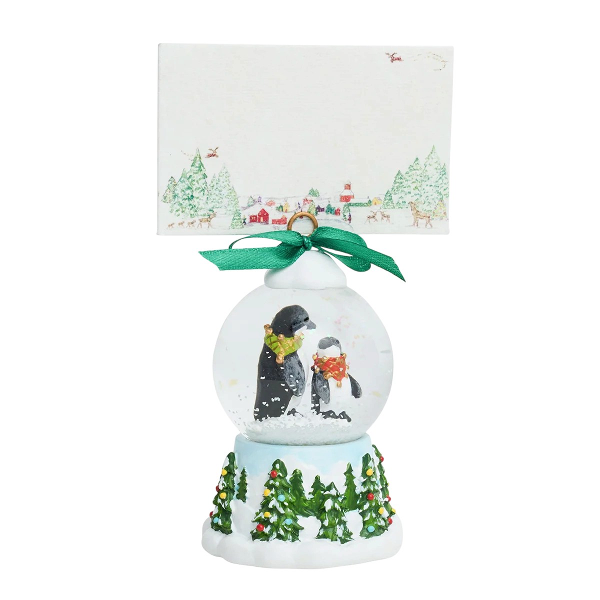 Juliska Berry and Thread North Pole Snow Globe Place Card Holder, Penguin