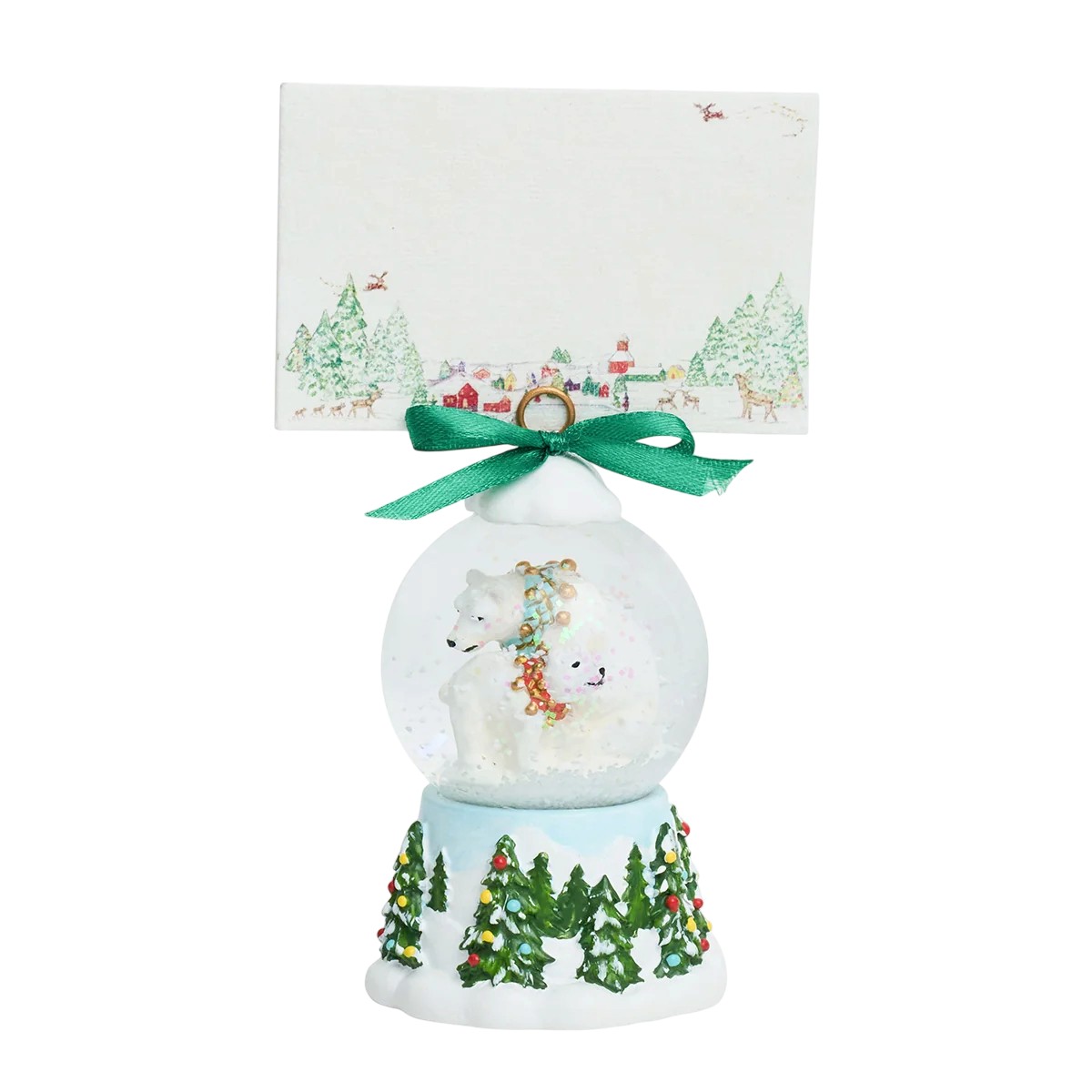 Juliska Berry and Thread North Pole Snow Globe Place Card Holder, Polar Bear