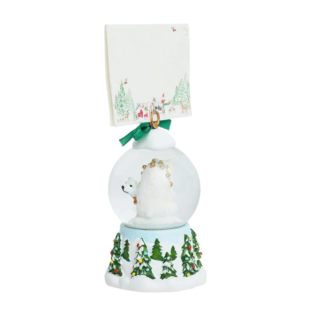 Juliska Berry and Thread North Pole Snow Globe Place Card Holder, Polar Bear