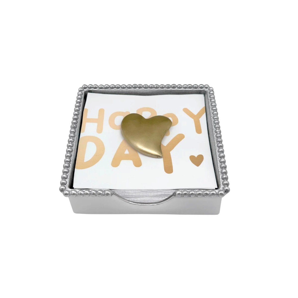Mariposa Gold Heart Beaded Napkin Box Set