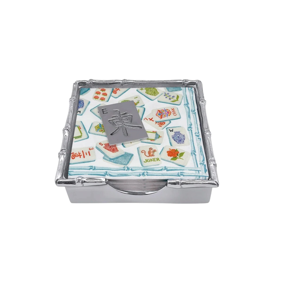 Mariposa Mahjong Tile Bamboo Napkin Box Set