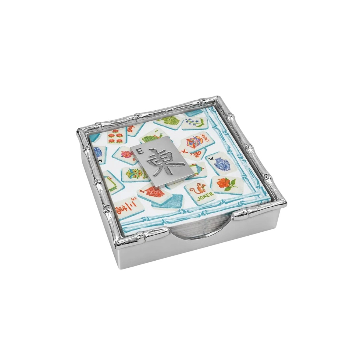 Mariposa Mahjong Tile Bamboo Napkin Box Set