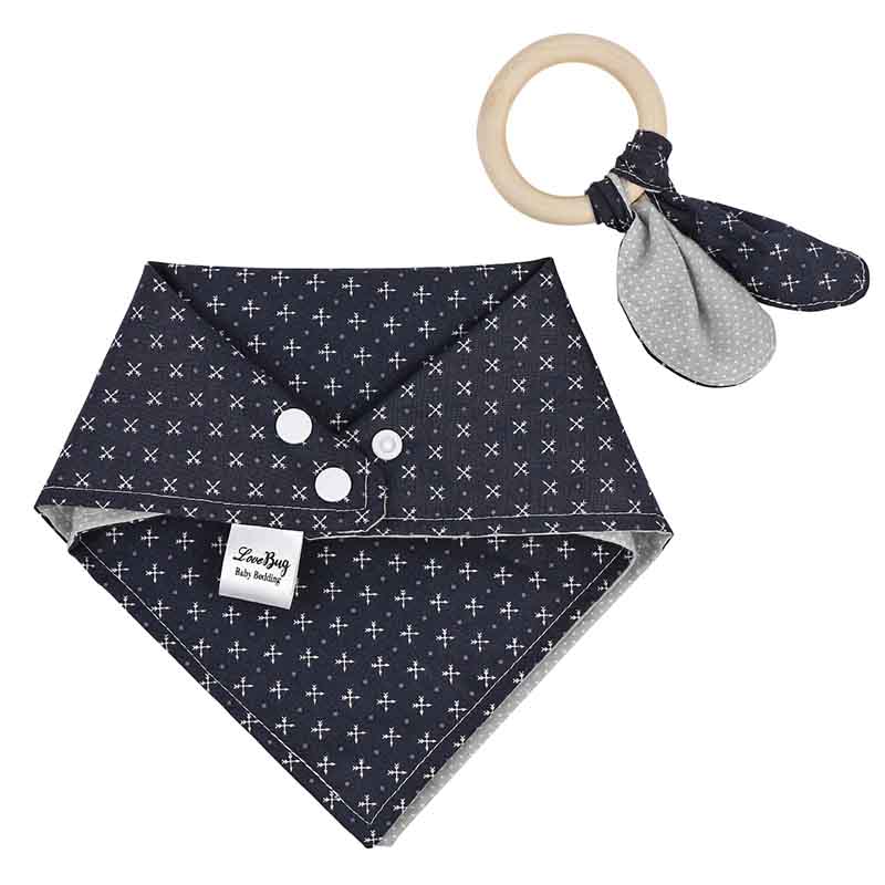 Love Bug Baby Bedding Navy Arrows Bib & Teether Set 2563217 Borsheims