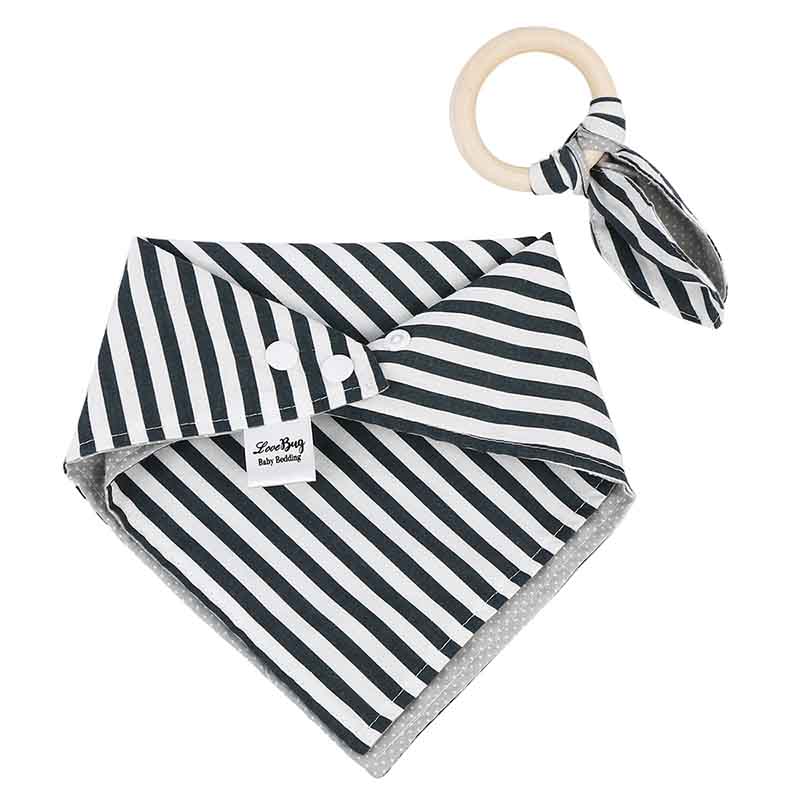 Love Bug Baby Bedding Stripe Bib & Teether Set 2563219N Borsheims