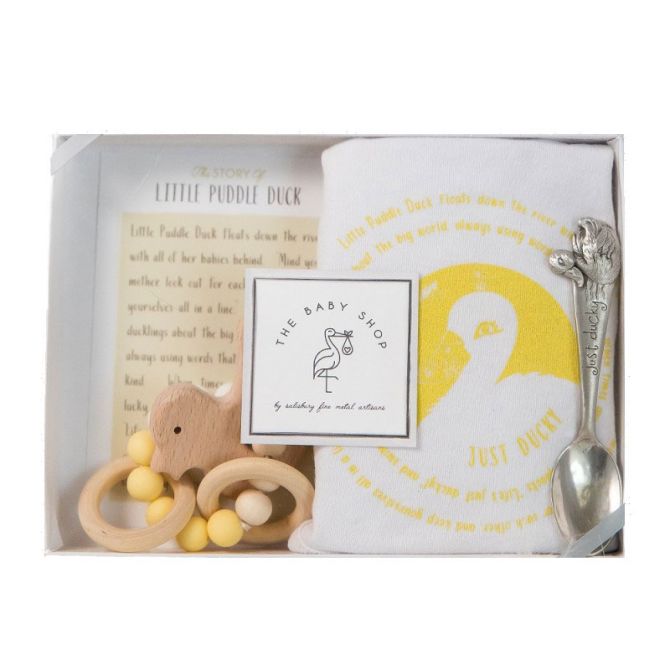 Salisbury Little Puddle Duck Spoon, Teether, & Baby Bib