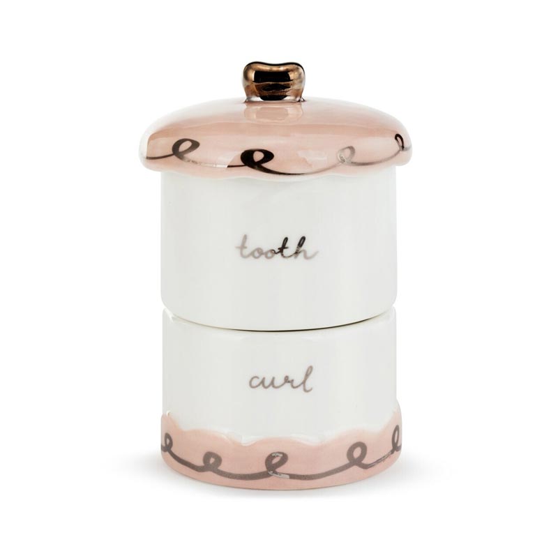 Demdaco Luxurious Baby Tooth & Curl Keepsake Box, Pink