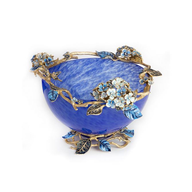 Jay Strongwater Sophie Hydrangea Glass Bowl