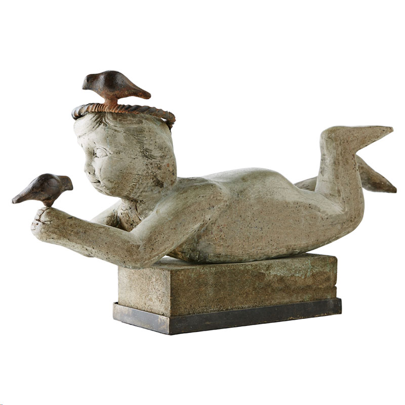 Jan Barboglio Child with Golondrina Bird Sculpture