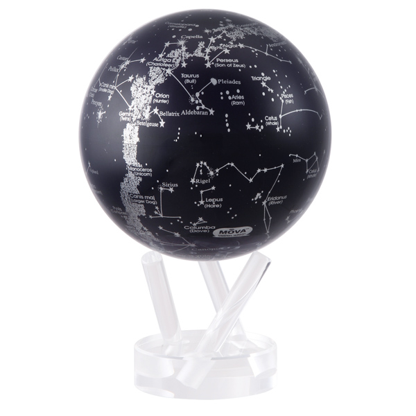 MOVA Silver Constellation Black Globe with Acrylic Base, 4.5"