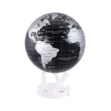MOVA Silver and Black Metallic Globe with Acrylic Base, 8.5"