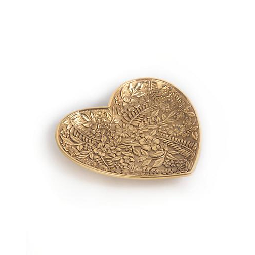Jay Strongwater Colleen Floral Heart Trinket Tray, Gold