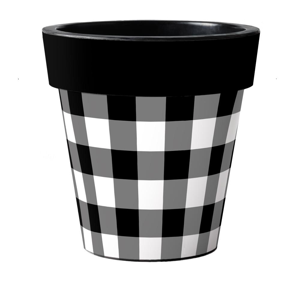 Studio M Black & White Check Art Planter, 12" AP12089 Borsheims