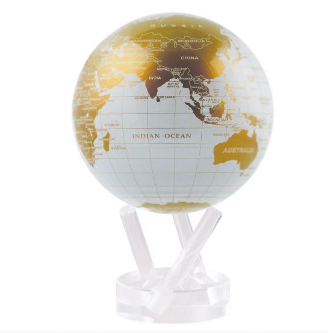 Mova White & Gold Globe, 4.5"