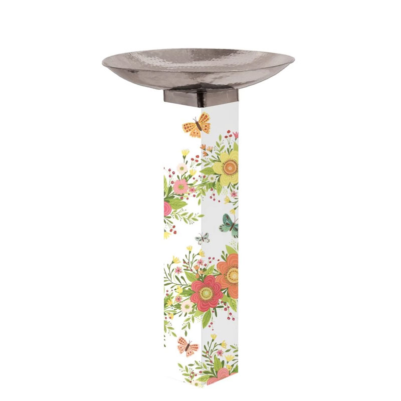 Studio M Choose Happy Bird Bath with Stainless Steel Topper Borsheims