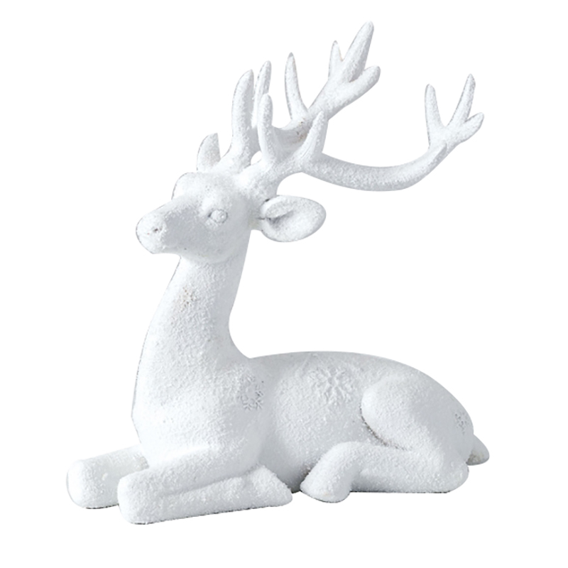 Sitting Deer Figurine, White Borsheims