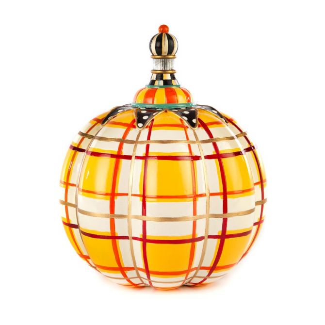 MacKenzie Childs Tartan Spice Pumpkin, Butterscotch Plaid