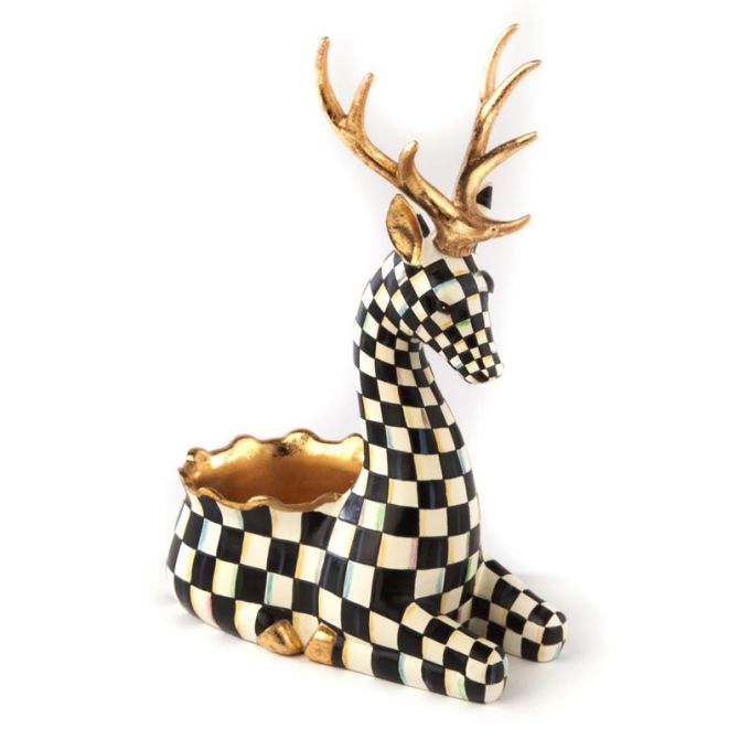 MacKenzie-Childs Courtly Check Deer Cache Pot