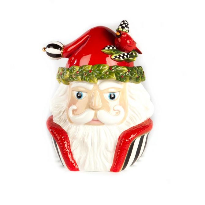 MacKenzie-Childs Night Cap Santa Cookie Jar