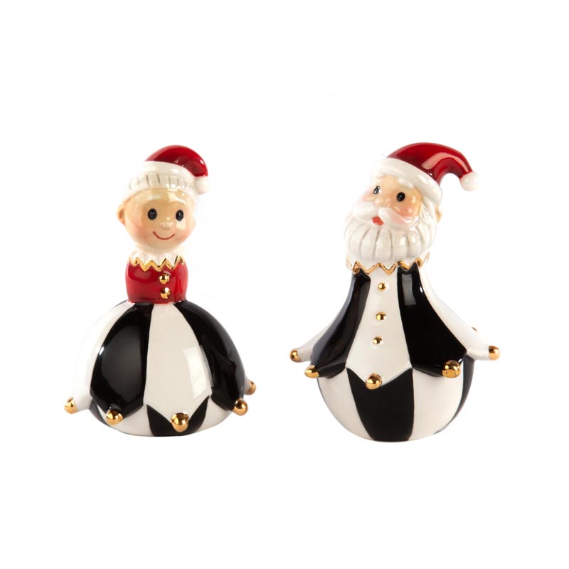 MacKenzie-Childs Jester Mr. & Mrs. Claus Salt & Pepper Set